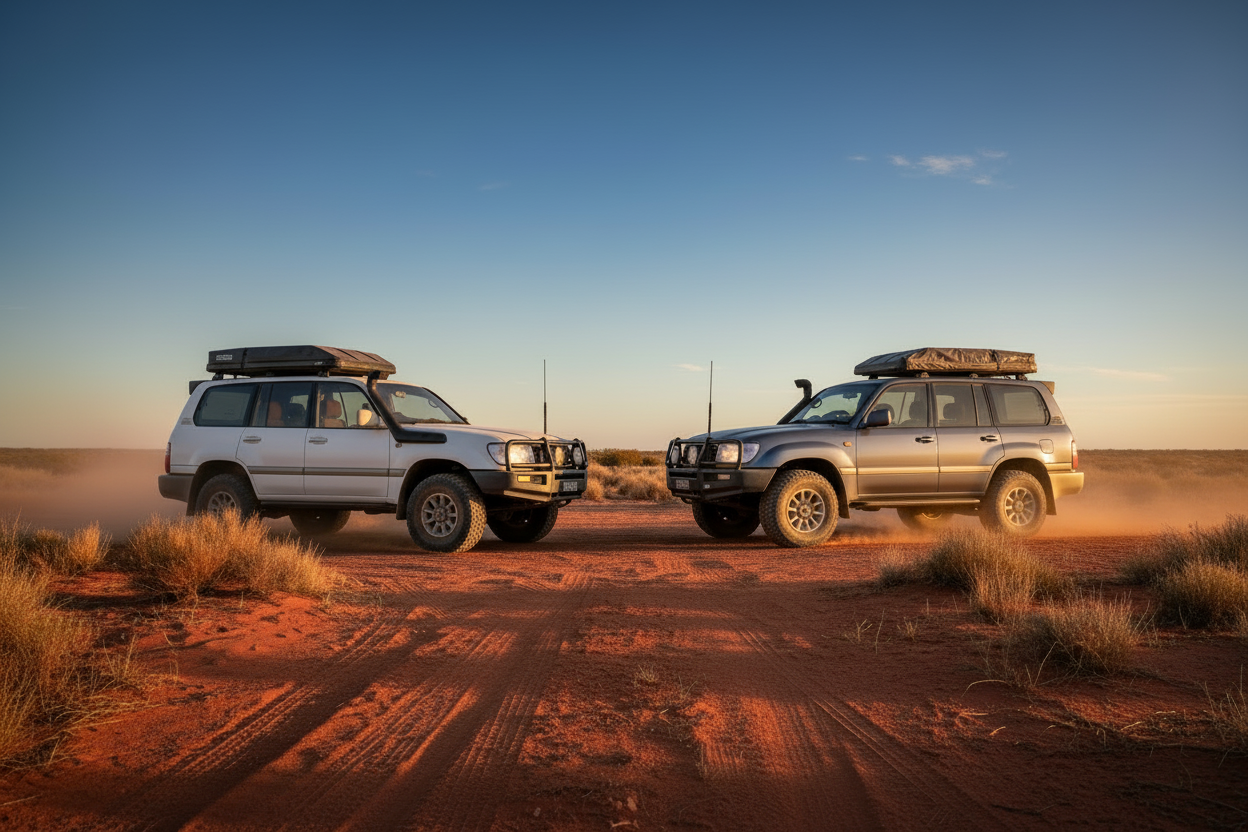 White & Gunmetal Grey Land Cruisers Banner